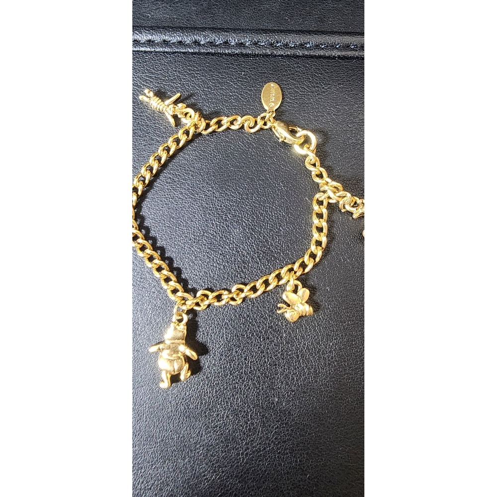 Disney Winnie Pooh Charm Rose Pearl ID Bracelet Bundle Gold Tone 3pc Set - Picture 5 of 14